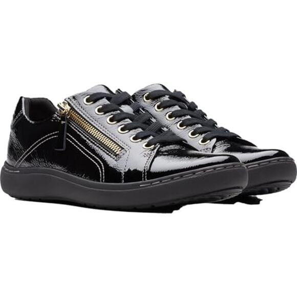 Clarks Shoes - NWT Clarks Women's Nalle Lace Sneaker, Black Patent Synthetic, 6.5